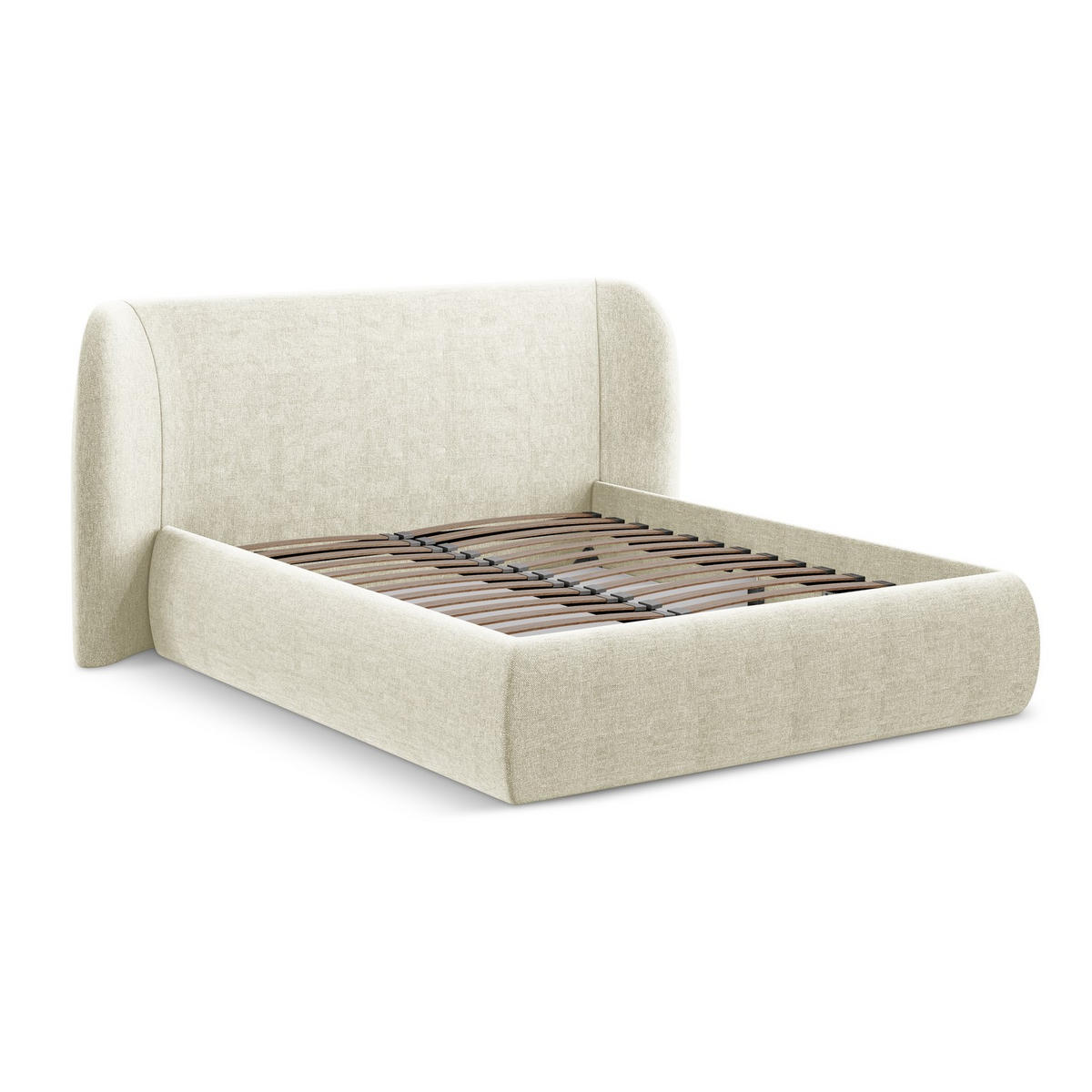 POLSTERBETT mit Bettkasten und Lattenrost 230x215 Beige - Beige/Schwarz, Kunststoff/Textil (180/200cm) - LaMiaSofa