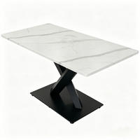 ESSTISCH rechteckiger Weiß mit schwarzem Metallgestell, X-förmigen Beinen, 160/80/75 cm - Weiß, Holz (80/160/75cm) - Oxeza
