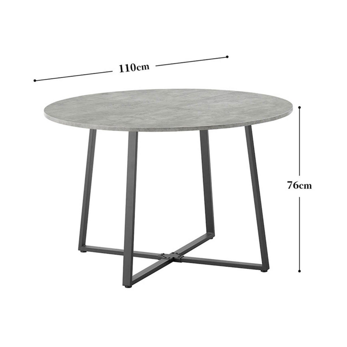ESSTISCH NOA Beton, 110/110/76 cm - Schwarz/Grau, Holzwerkstoff/Metall (110/110/76cm) - B&D Home