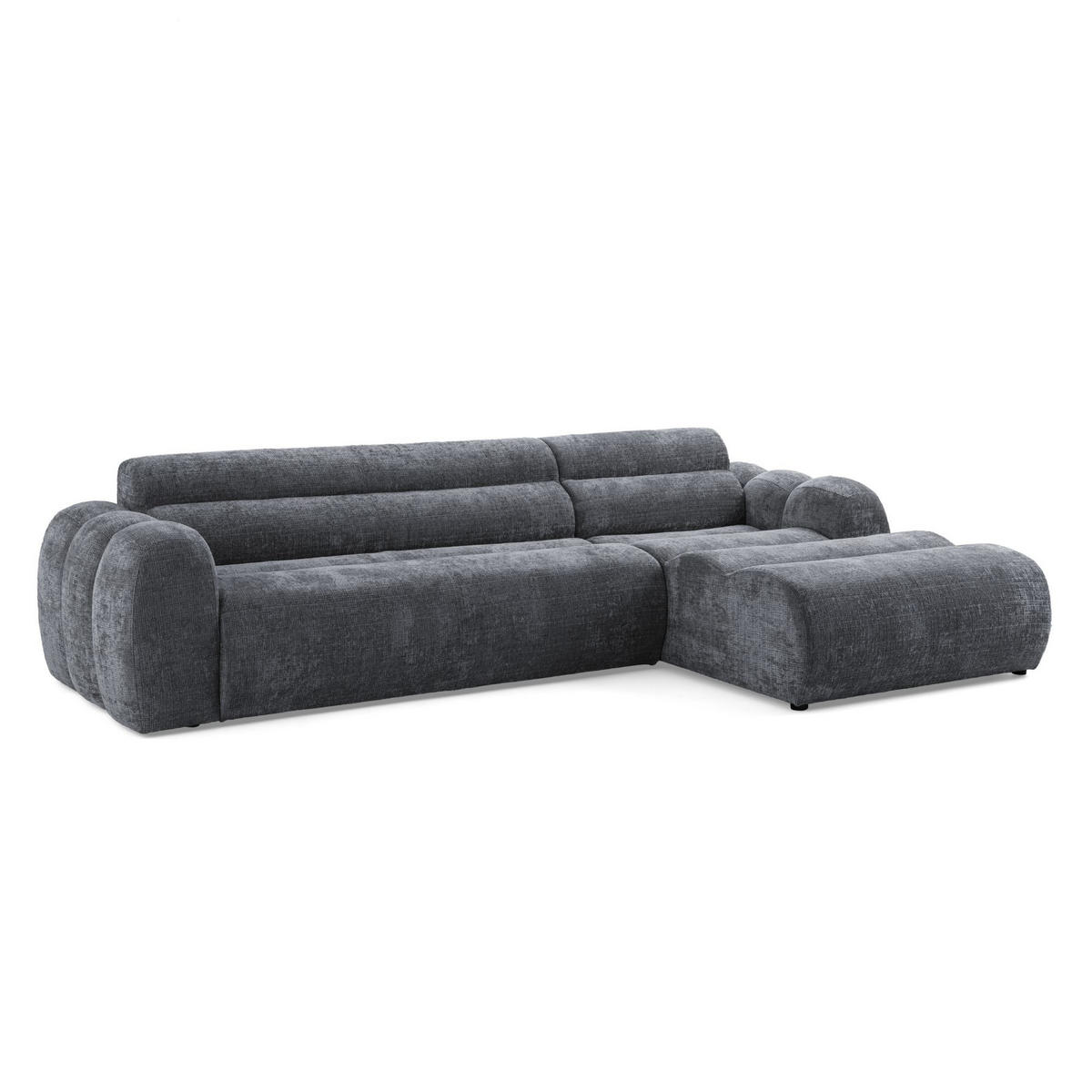 4-SITZER modulares Ecksofa VEER SET 1 Rechts, 298 x 175 cm, Chenille Webstoff Dunkelgrau - Dunkelgrau/Schwarz, Holz/Kunststoff (175/298cm) - Muffo