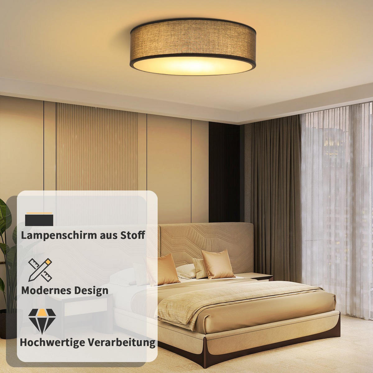 LED-DECKENLEUCHTE Ylrend 30.0/30.0/5.0 cm - Grau, Textil (30/30/5cm) - ZMH