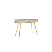 SCHMINKTISCH Beige - T-102, Hochglanz, Schubladen Push-to-Open 102x50x80 cm Beige/Gold - Beige/Goldfarben, Holzwerkstoff/Kunststoff (50/102/80cm) - DomoHome