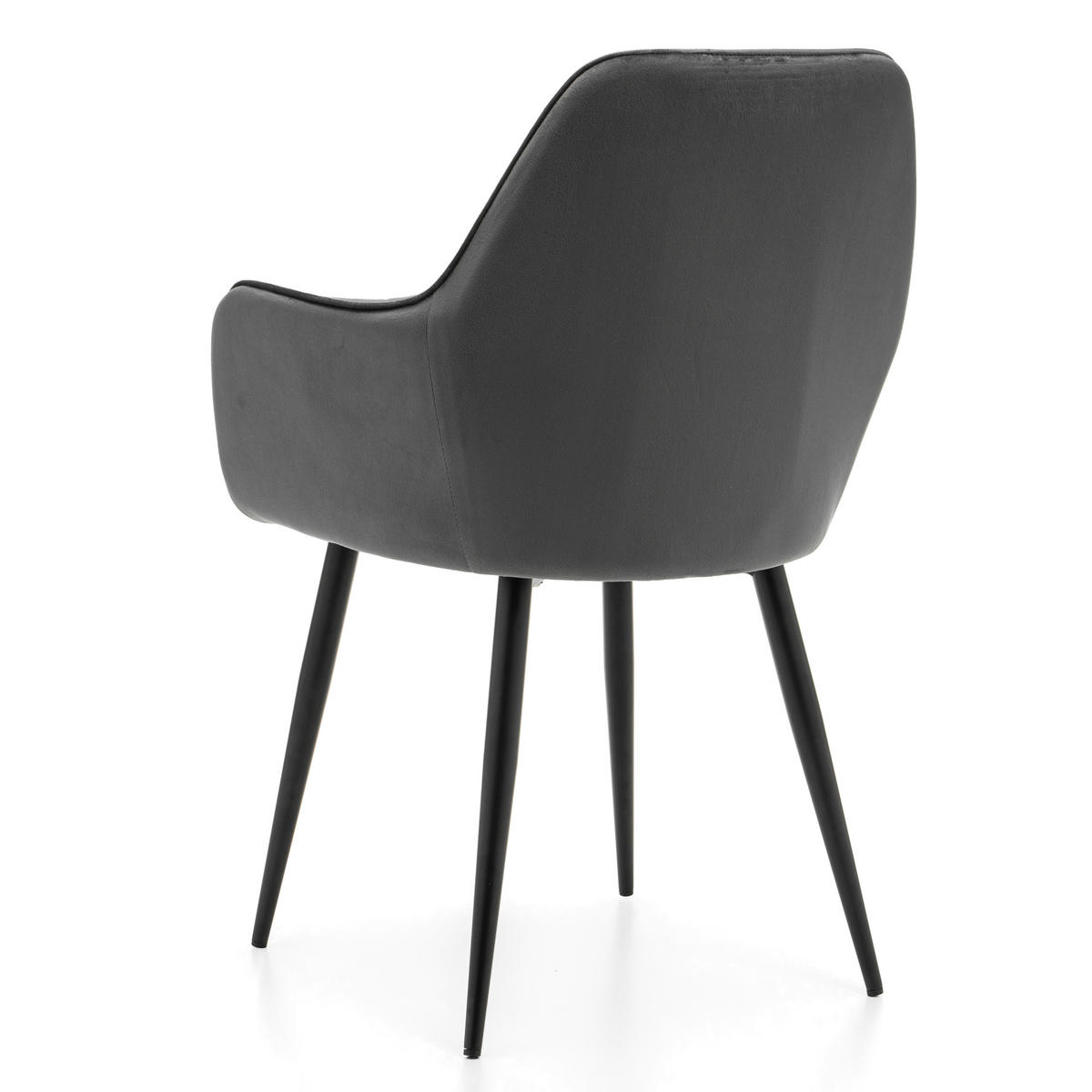 STUHL EMILIA gepolstert mit Steppung - grau - Samt Velours - Schwarz/Grau, Textil/Metall (58/90/58cm) - NEW HOME