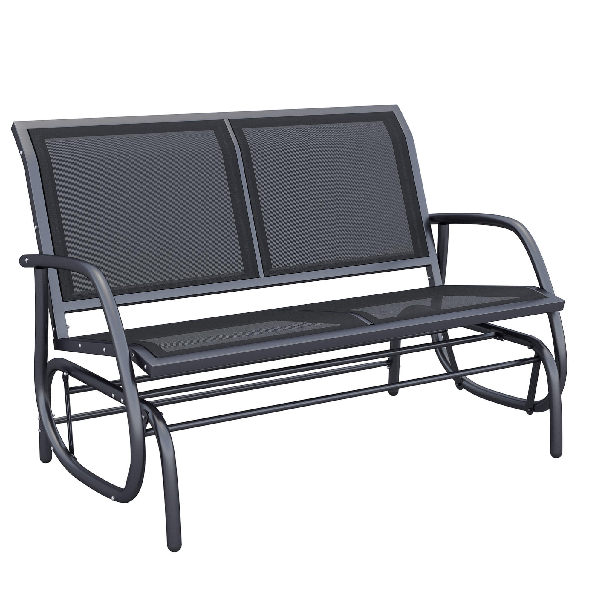 ZÁHRADNÁ hojdacia lavička 120/70/85 cm čierna s hojdacou funkciou pre 2 osoby z kovu - čierna, kov (70/88/120cm) - OKWISH