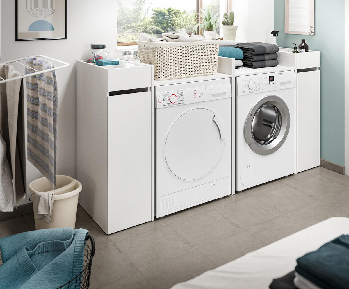 BADKOMMODE weiß 29 cm, Anstellregal mit Apothekerauszug - Schwarz/Weiß, Holzwerkstoff (29/101/60cm) - Inn.Furn