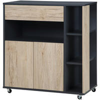 KÜCHENWAGEN, multifunktional, Schublade, Schrank, 4 Rollen, Holz/Schwarz, 80x39x86,5cm - Multicolor, Metall (80/86.5/39cm) - FORIOUS