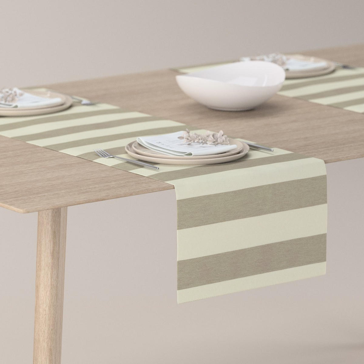 TISCHLÄUFER Quadro, weiß und beige, 40x130 cm - Beige, Textil (40/130cm) - Dekoria