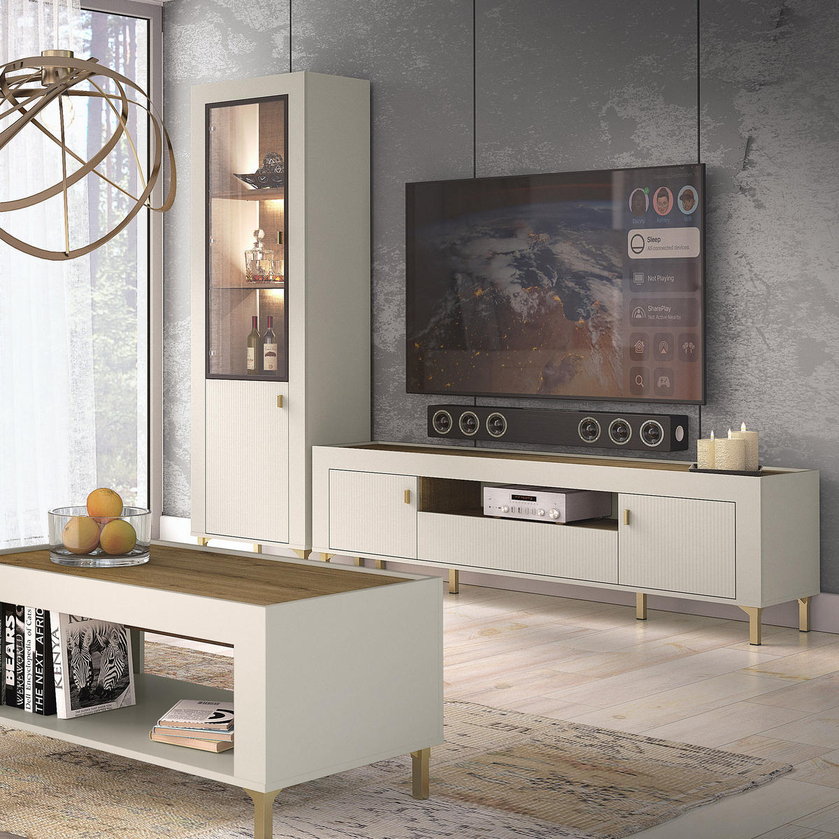 NACHTTISCH Monta mit 1 Tür , Kaschmir - Kaschmir, Holzwerkstoff (48/47/36cm) - Beautysofa