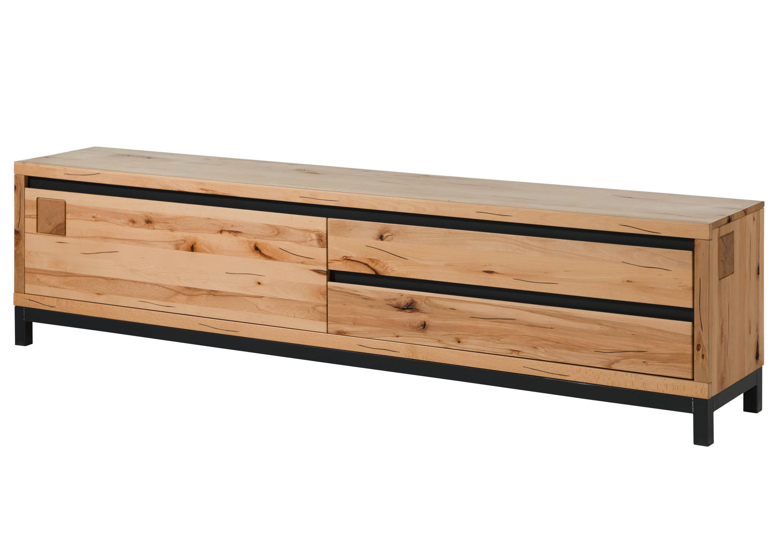 TV-BOARD Kernbuche 220x40x56 natur geölt VILLANDERS #154 - Hellbraun, Holzwerkstoff (220/56/40cm) - Massivmoebel24