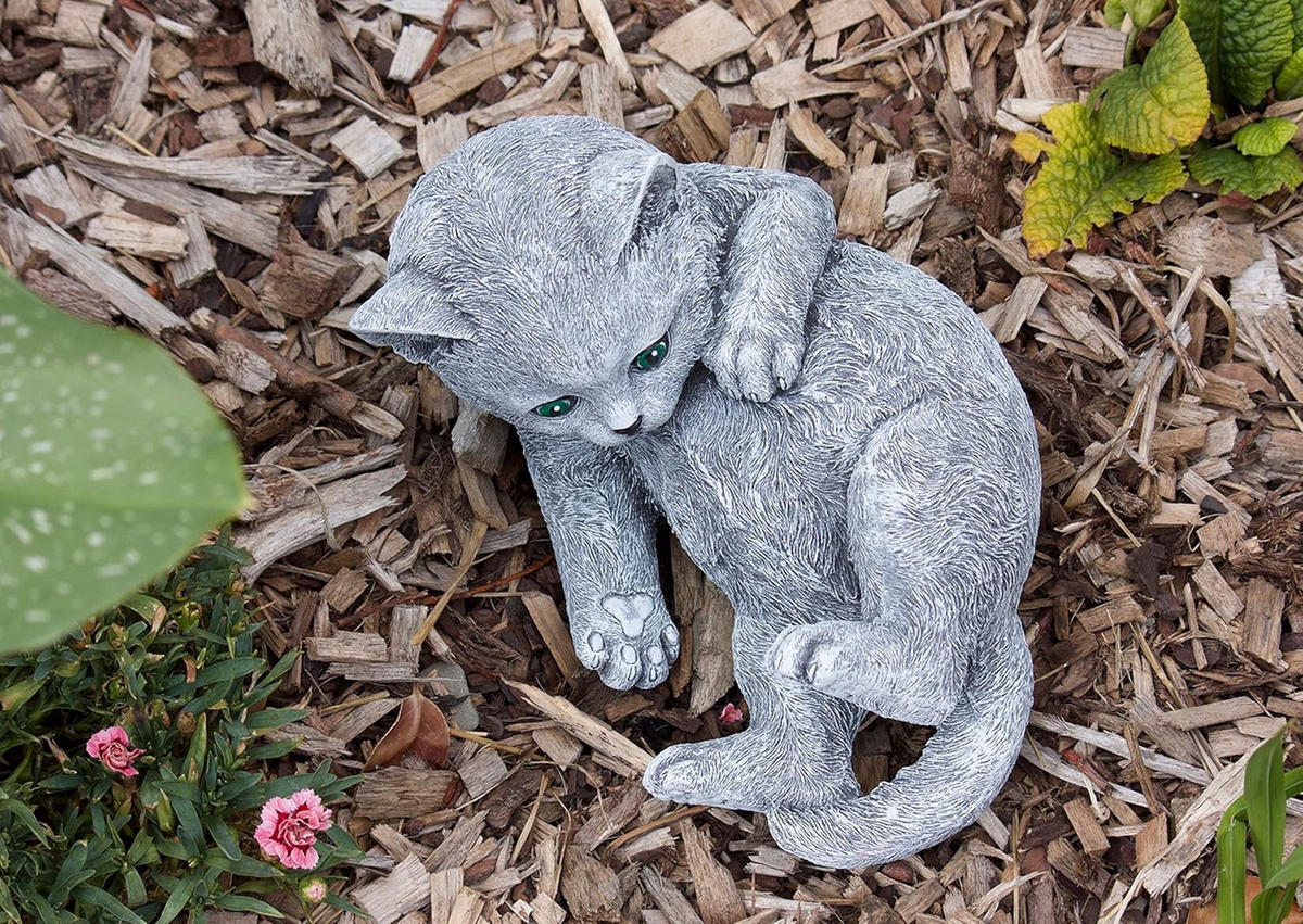 STEINFIGUR Katze Bella spielend massiver Steinguss Frostfest - Grau, Stein (17/13/23cm) - stoneandstyle