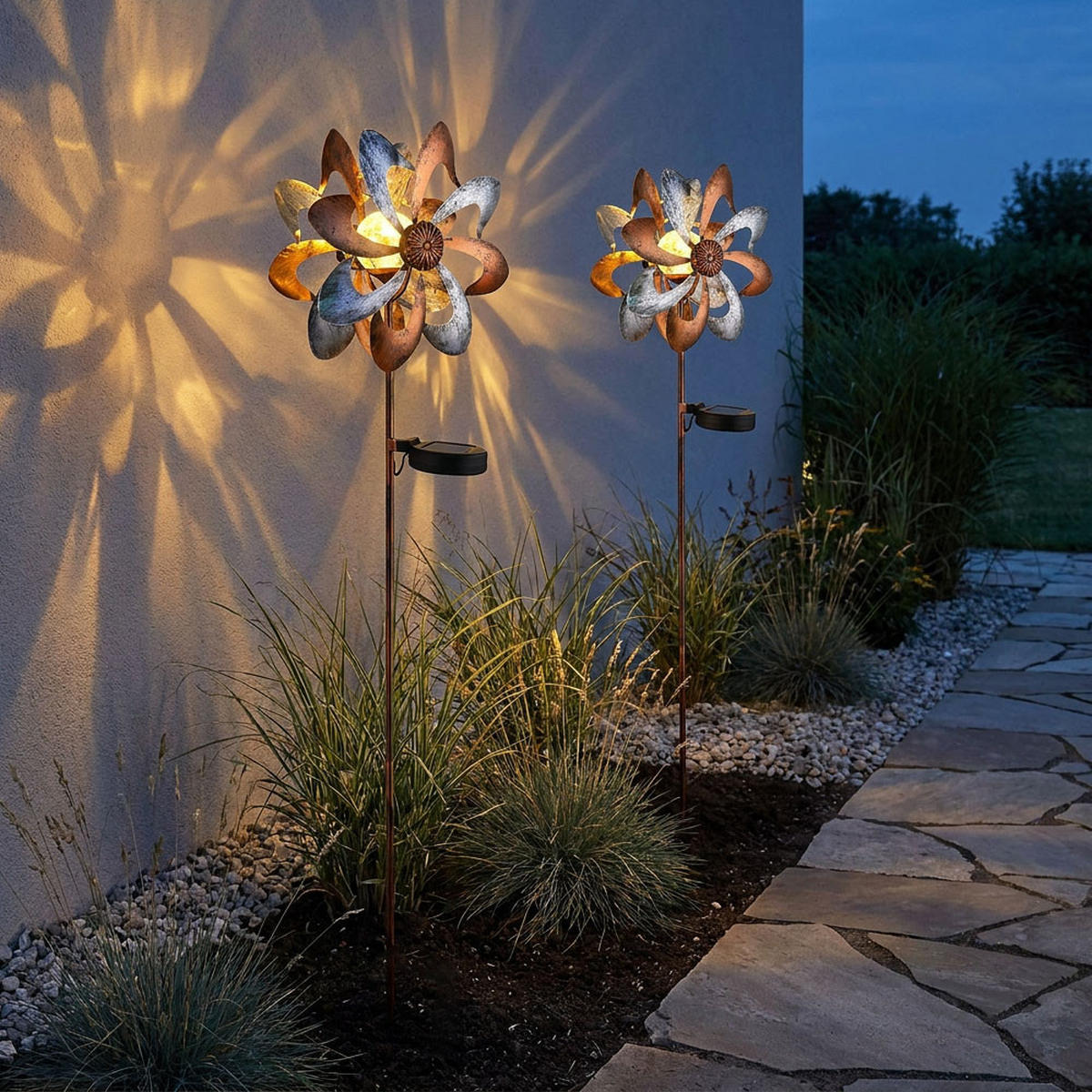 LED AUSSENLEUCHTE Metall Gold 2er Set - Goldfarben, Kunststoff (22/12/92cm) - Globo Lighting