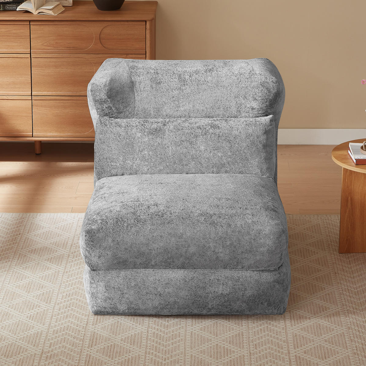 RELAXSESSEL Chenille Grau verstellbar - Grau, Textil (90/86/118cm) - WISHDOR