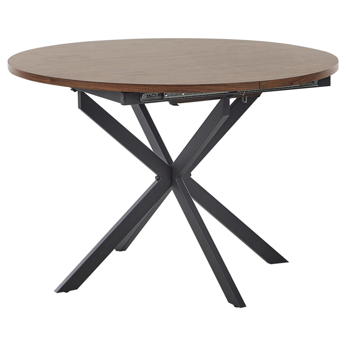 AUSZIEHBARER-ESSTISCH 110/140-110 cm Dunkler Holzfarbton/Schwarz Friona - Dunkelbraun/Schwarz, Holzwerkstoff (140/110/75cm) - Beliani