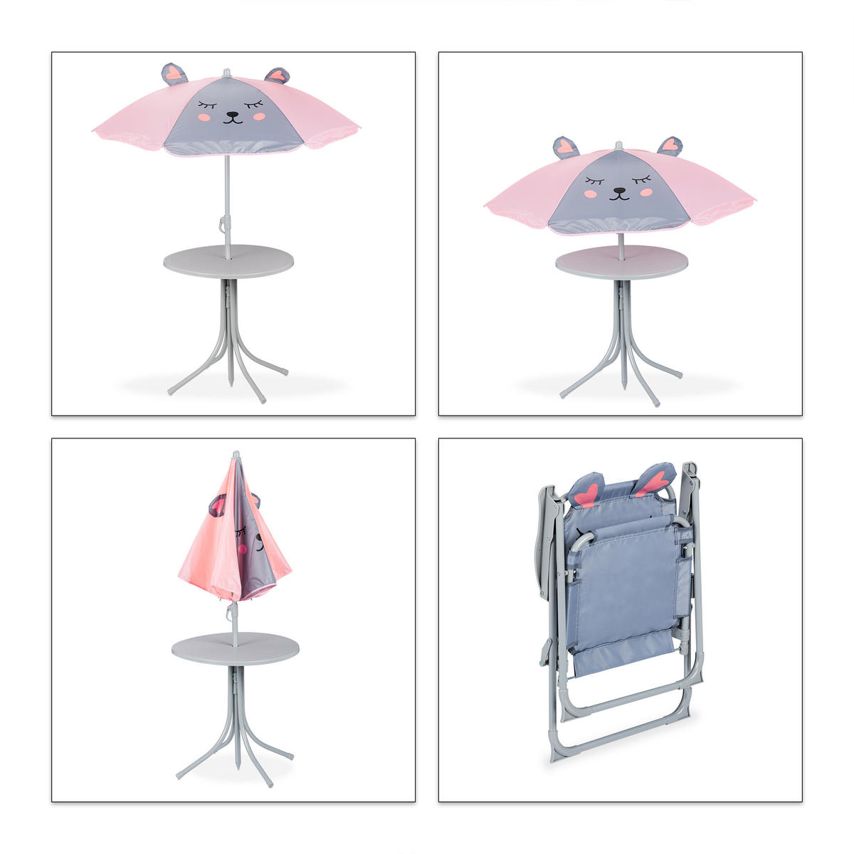CAMPING-KINDERSITZGRUPPE - Grau, Kunststoff/Textil - Relaxdays