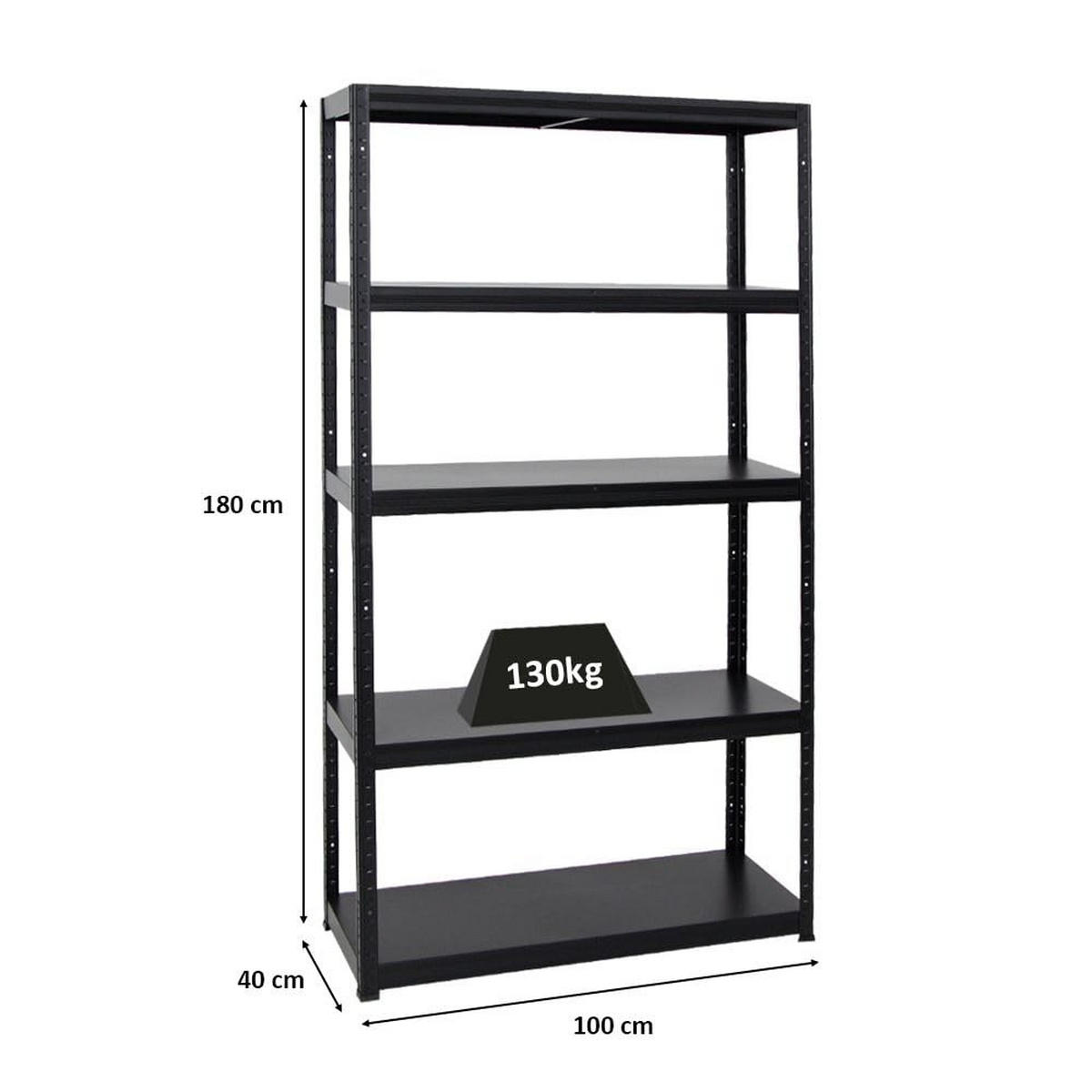 SCHWERLASTREGAL Steel Eagle 180x100x40 cm Fachlast 130 kg Schwarz - Schwarz, Metall (100/180/40cm) - PROREGAL