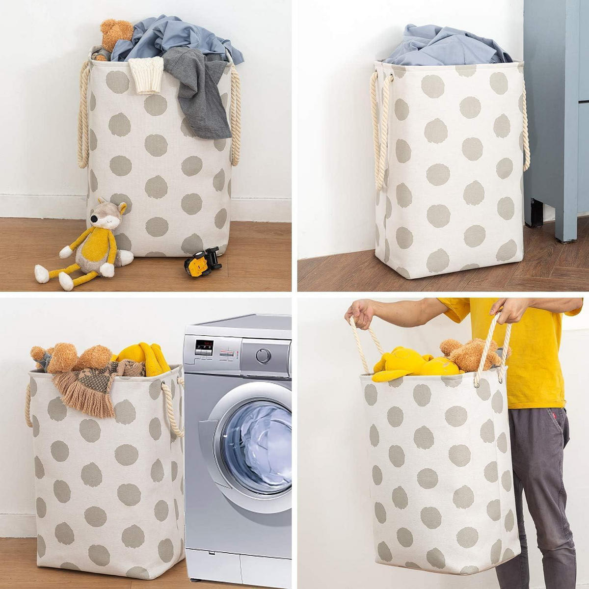 WÄSCHEKORB 78L faltbar mit Seilgriffen 60 x 42 x 31 cm Graue Flecken - Multicolor, Textil (31/60/42cm)