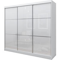 SCHWEBETÜRENSCHRANK Vena 240 cm 3-türig, weiß, lacobel weiß - Weiß, Holz/Kunststoff (240/216/61cm) - Margaret Hadas24