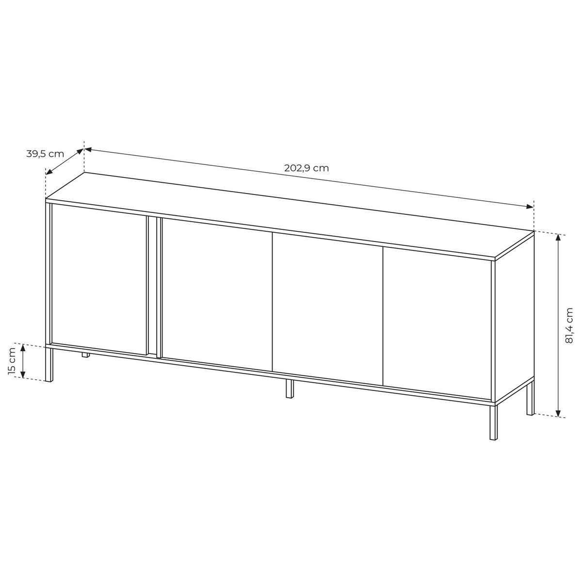 SIDEBOARD DASTINO 203/81/40 cm mit 4 Türen Beige - Beige, Holzwerkstoff (203/81/40cm) - MASSENO