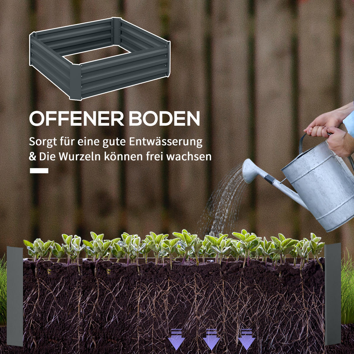 HOCHBEET 2er-Set aus Stahl - Dunkelgrau, Metall (100/30/100cm) - Outsunny