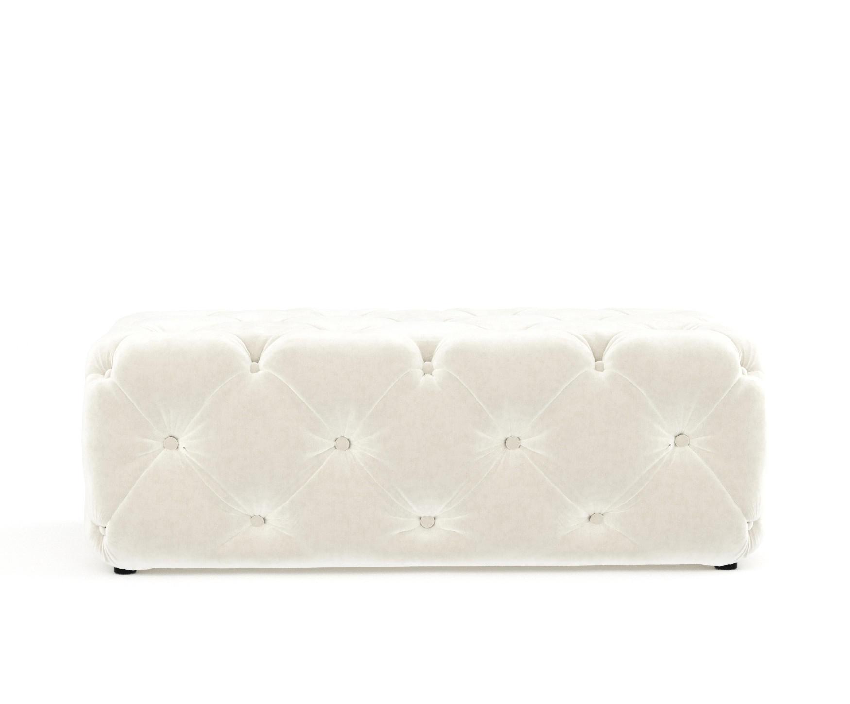 POUF Cosimo Creme Samtstoff - Creme/Schwarz, Holz/Holzwerkstoff (130/39/65cm) - Maison de Reve