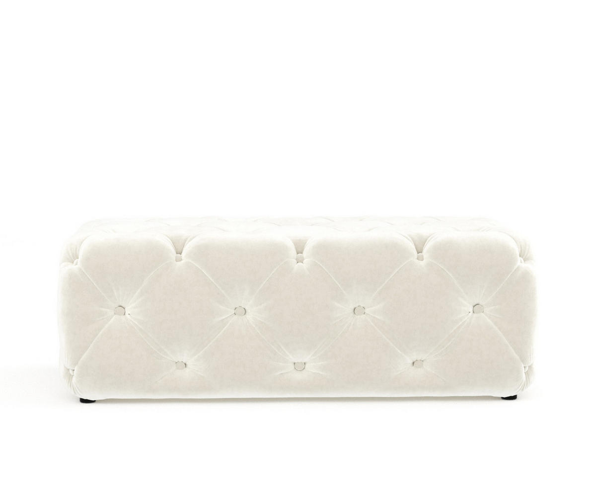 POUF Cosimo Creme Samtstoff - Creme/Schwarz, Holz/Holzwerkstoff (130/39/65cm) - Maison de Reve