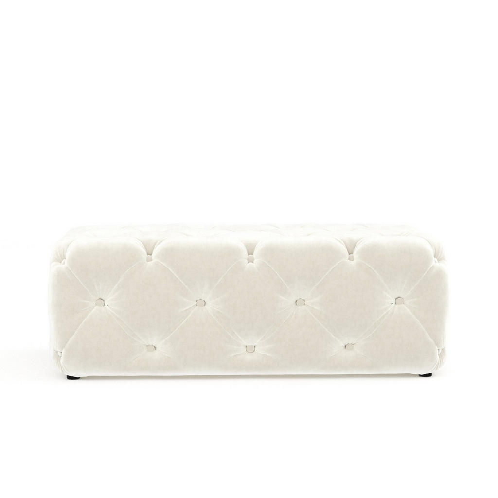 Thumbnail - Maison de Reve Pouf, Creme, Textil, 2-Sitzer, Füllung: Schaumstoff, Rechteckig, Rundrohr, 130x39x65 cm, Oeko-Tex® Standa...