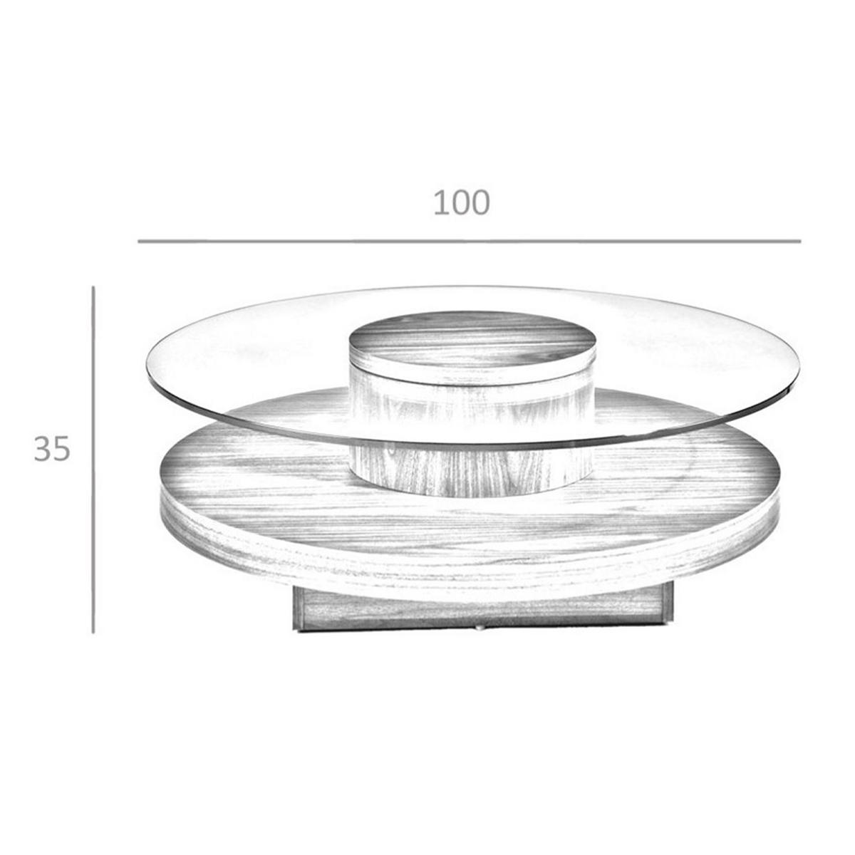 COUCHTISCH Runder aus gehärtetem Glas und Nussbaumholz Ø100/35 cm - Transparent/Nussbaumfarben, Glas/Holz (100/100/35cm) - ANGEL CERDA
