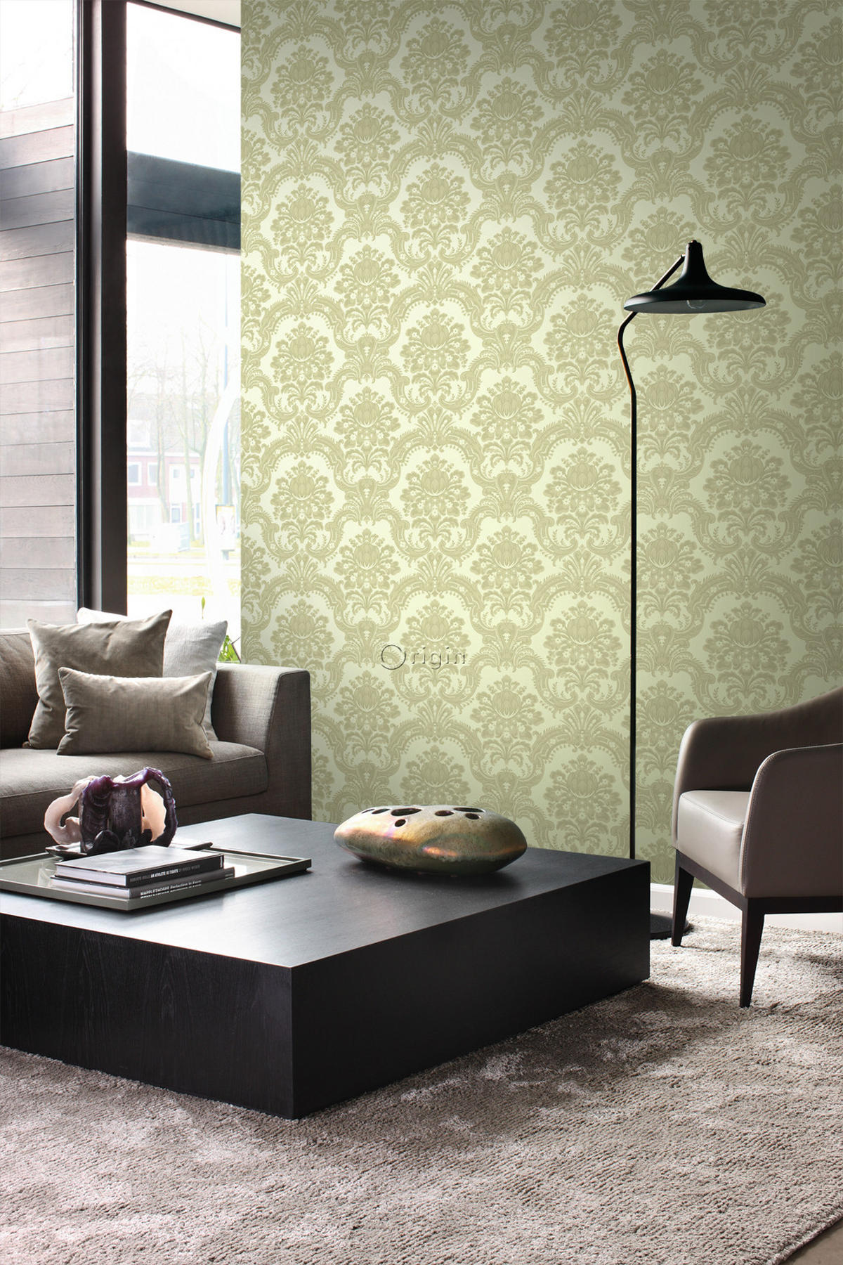 TAPETE Ornamente 53 cm x 10.05 m - Grün, Papier (53/1000cm) - Origin Wallcoverings