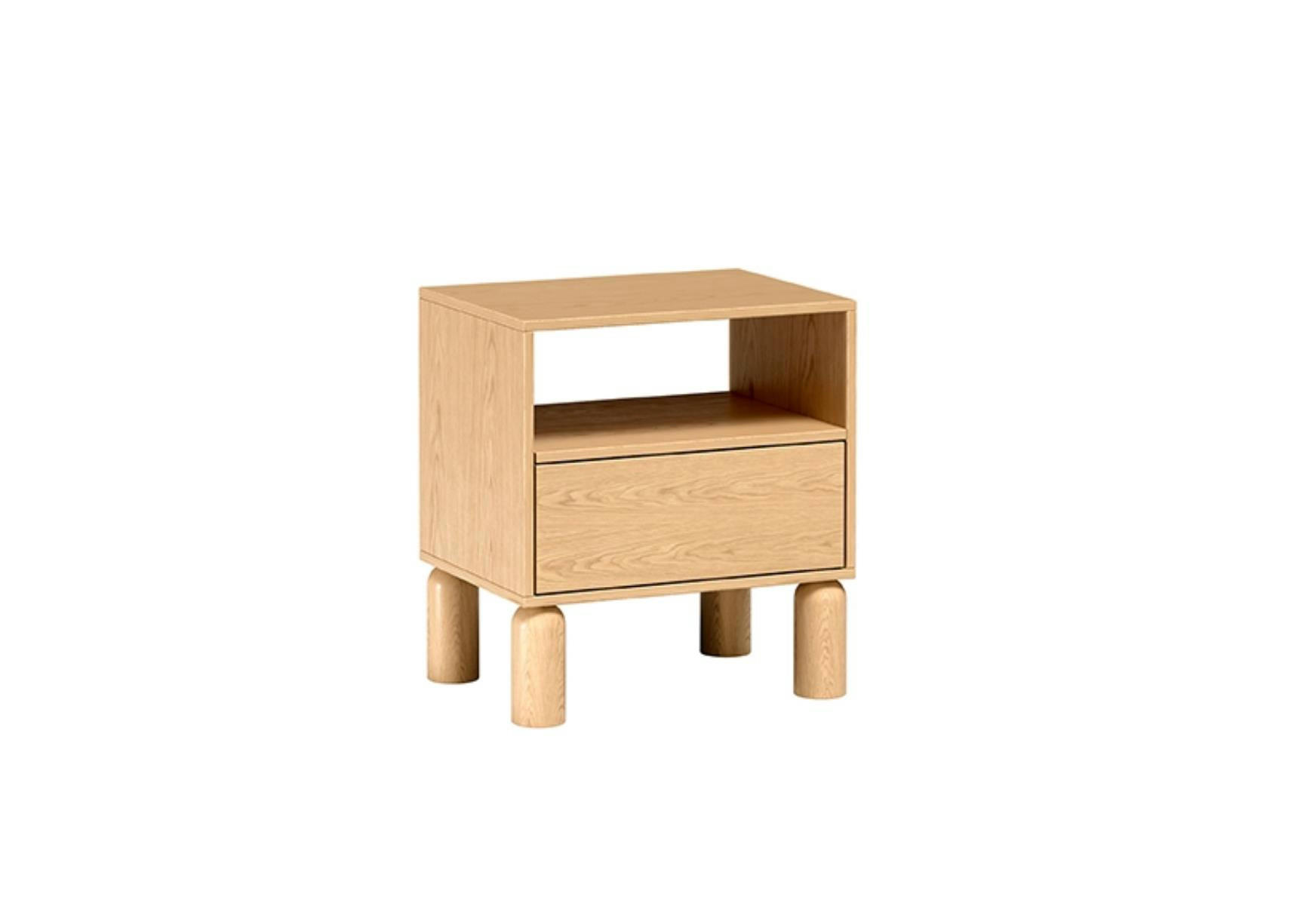 NACHTTISCH Sanden Eiche, mit Schublade - Eichefarben, Holzwerkstoff (55/60/41cm) - Bettso