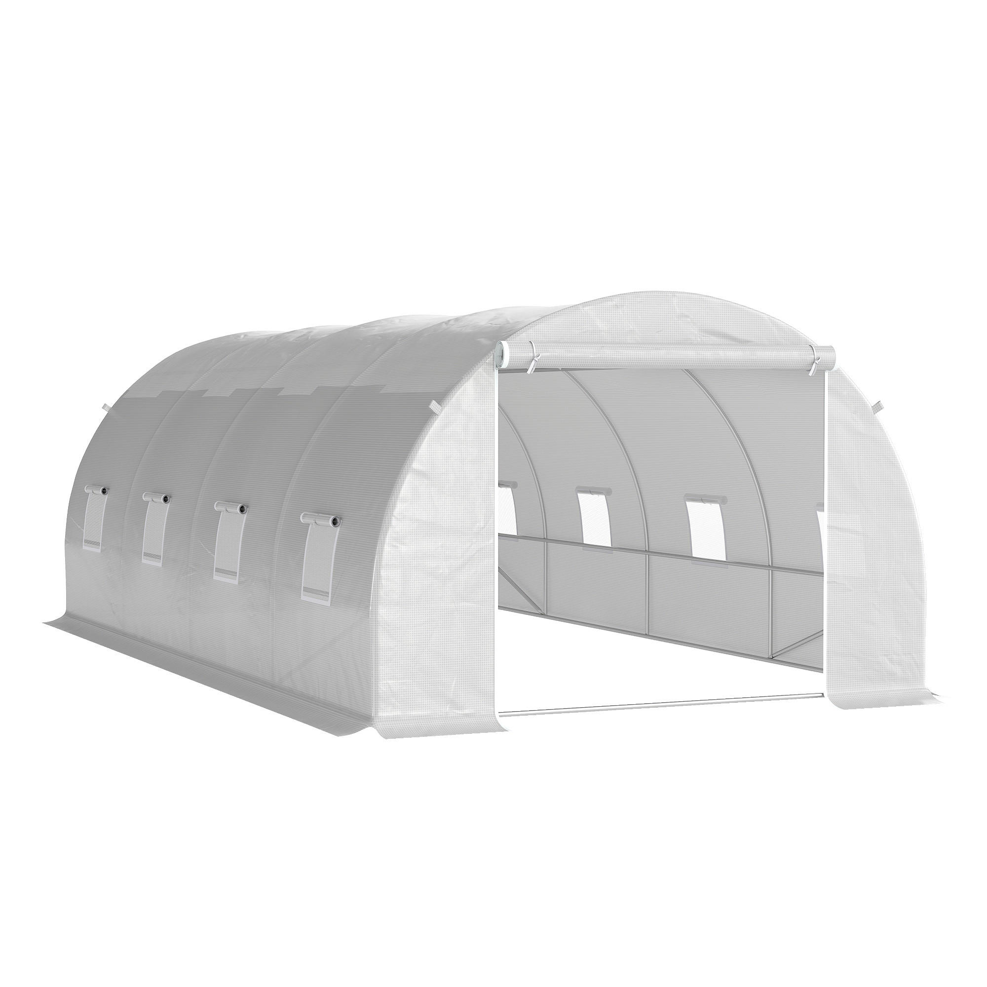 OUTSUNNY Foliengewächshaus Gewächshaus Folien Treibhaus Pflanzenhaus - Weiß, Kunststoff (300/200/595cm) - Outsunny