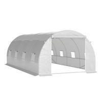 OUTSUNNY Foliengewächshaus Gewächshaus Folien Treibhaus Pflanzenhaus - Weiß, Kunststoff (300/200/595cm) - Outsunny