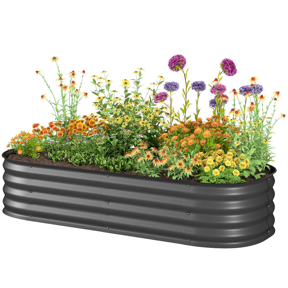 HOCHBEET DE-05378 Modular, geschützte Kanten, ohne Boden Dunkelgrau - Dunkelgrau, Metall (150/30/62cm) - ComfortXL