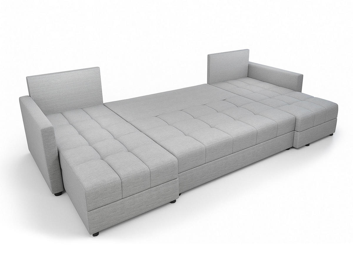 WOHNLANDSCHAFT Dolceo Grau 287/140/73 cm mit Schlaffunktion Bettkasten Design - Anthrazit/Schwarz, Kunststoff/Textil (287/73/140cm) - AX Living