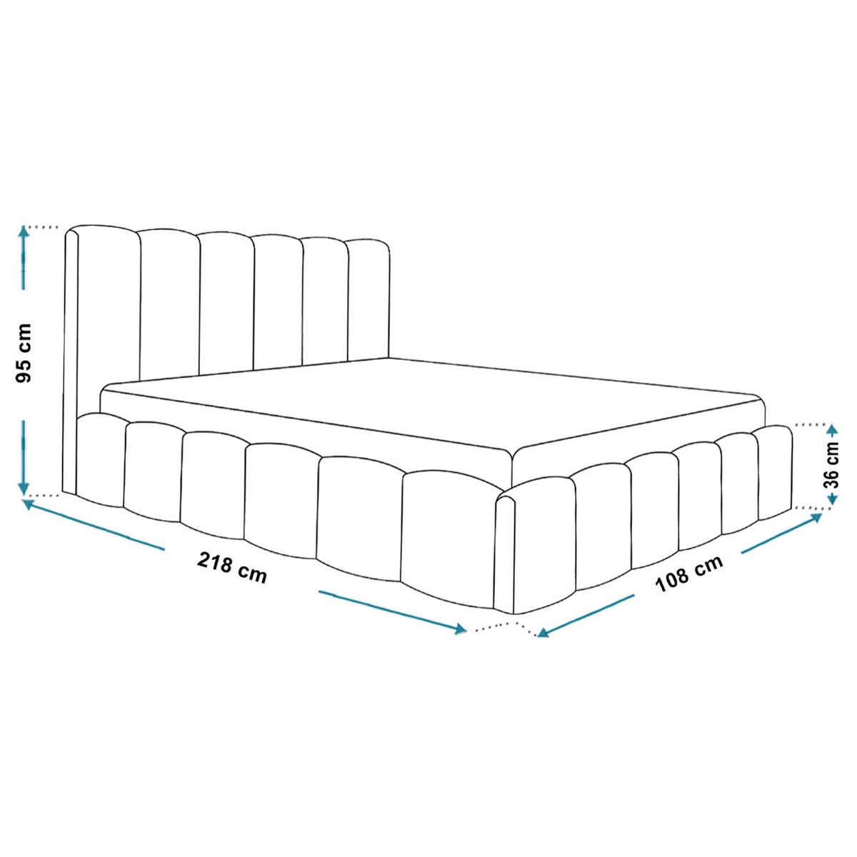 BETT 90x200 - Polsterbett mit Bettkasten und Holzrahmen - Modern Betten - Glatter Kronos-Stoff- Kollektion Lucy - Blau - Blau, Holz/Textil (90/200cm) - Alpi-Möbel