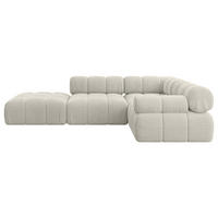 ECKSOFA modulares Sofa Felto-L1 - 285x190x70 cm Creme Cord - Hellgrau/Creme, Holzwerkstoff/Textil (285/190cm) - ALTDECOR
