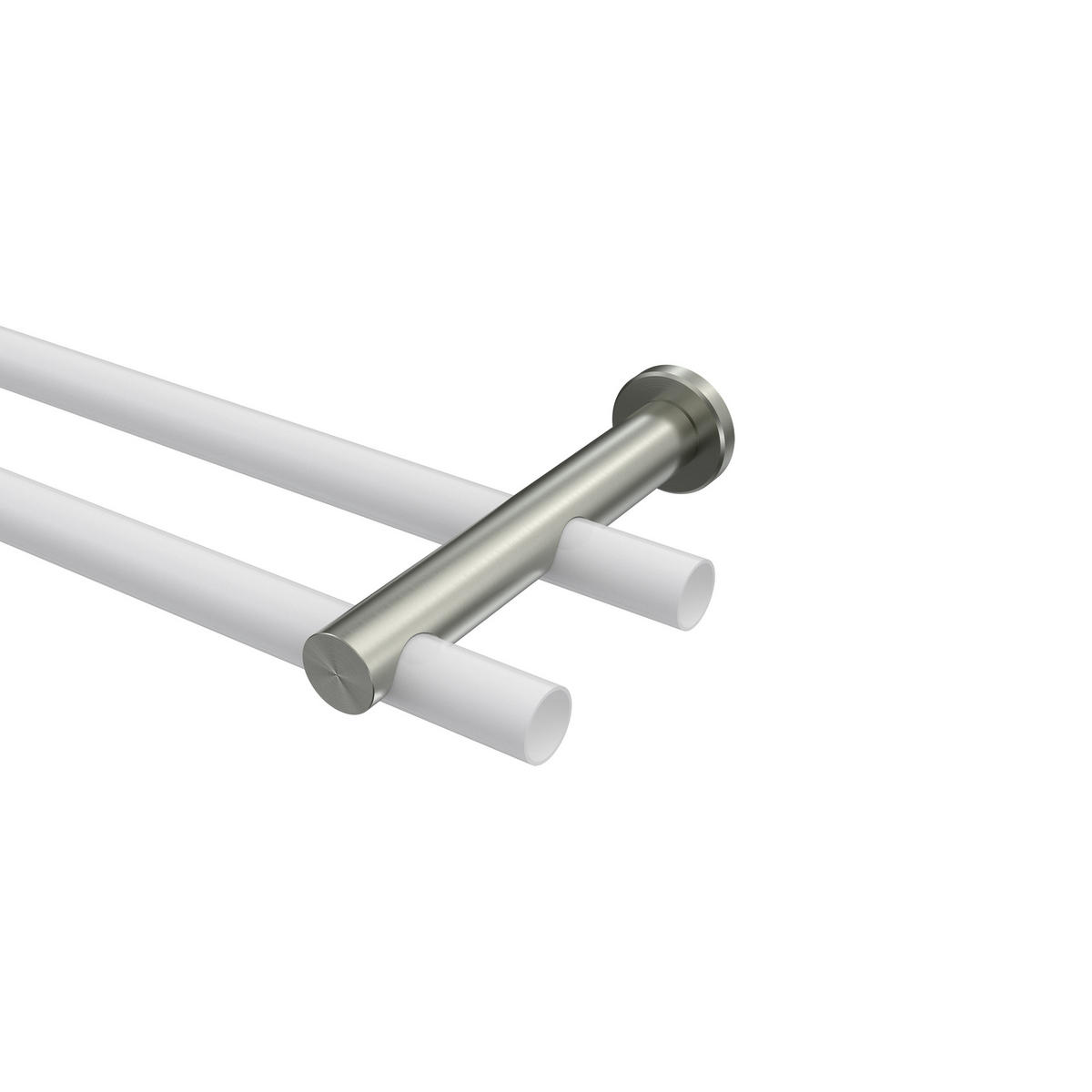 TRÄGER FÜR GARDINENSTANGEN 20 mm Ø, Platon 2-läufig, Edelstahl-Optik - Edelstahlfarben, Metall (16/4/4cm) - INTERDECO