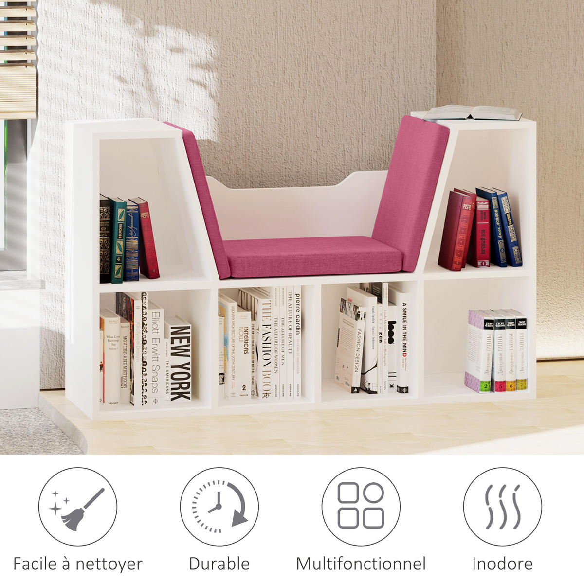 KINDERREGA DE-15470 102/30/61 cm, 6 Fächer Rosa - Pink, Holzwerkstoff (102/61/30cm) - ComfortXL