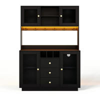 BUFFET DE-38726 120/40/170 cm LED-Beleuchtung und 3 Schubladen Schwarz/Gold - Schwarz, Holzwerkstoff (120/170/40cm) - ComfortXL