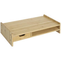 MONITORSTÄNDER Mit Schubladen Bildschirmständer Schreibtisch-Organizer Natur - Naturfarben, Holz (49/25.5/11.5cm) - HOMCOM