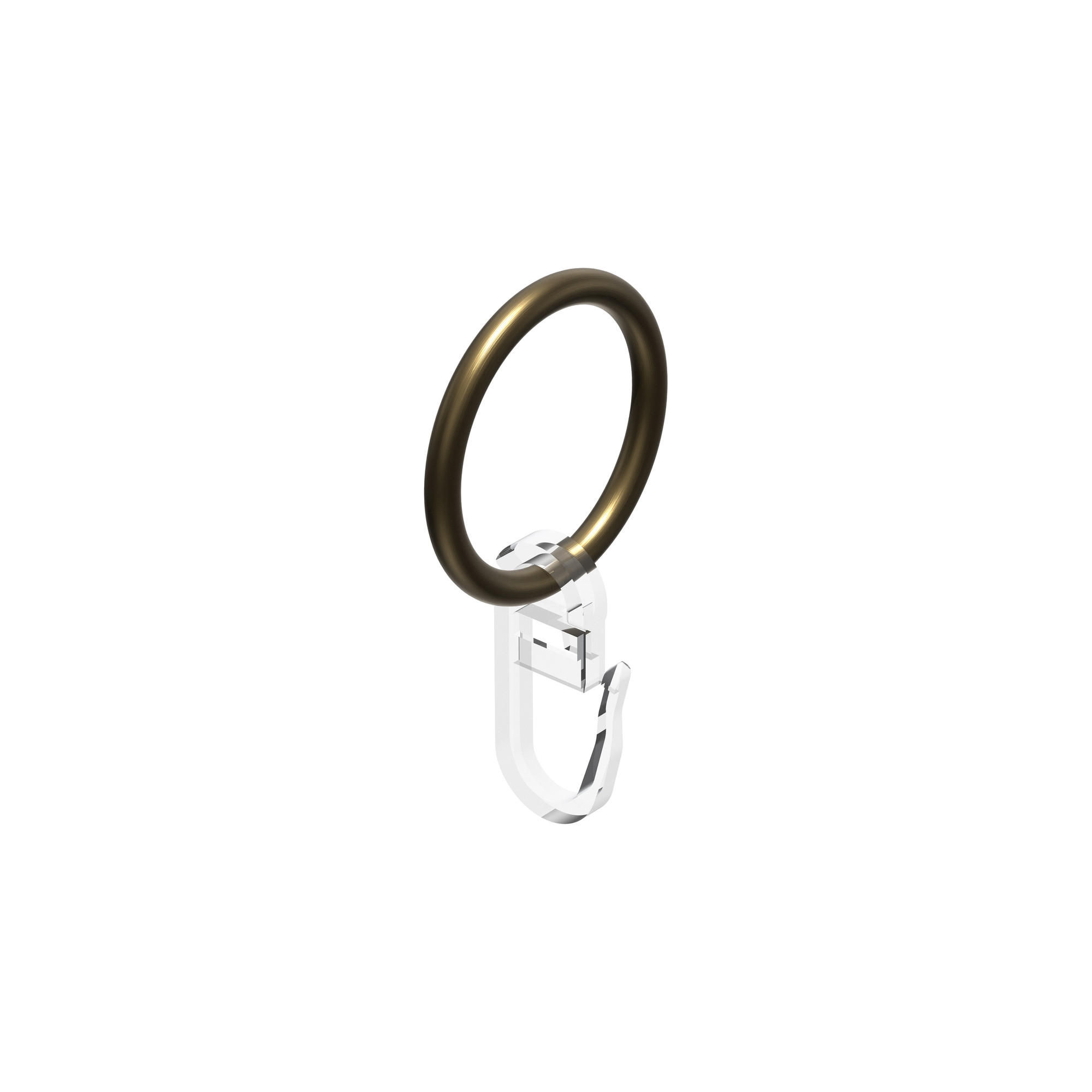 RUNDRINGE MIT FALTENHAKEN FÜR GARDINENSTANGEN 16 mm Ø, Messing Antik, Packung 10 Stück - Bronzefarben, Metall (16cm) - INTERDECO