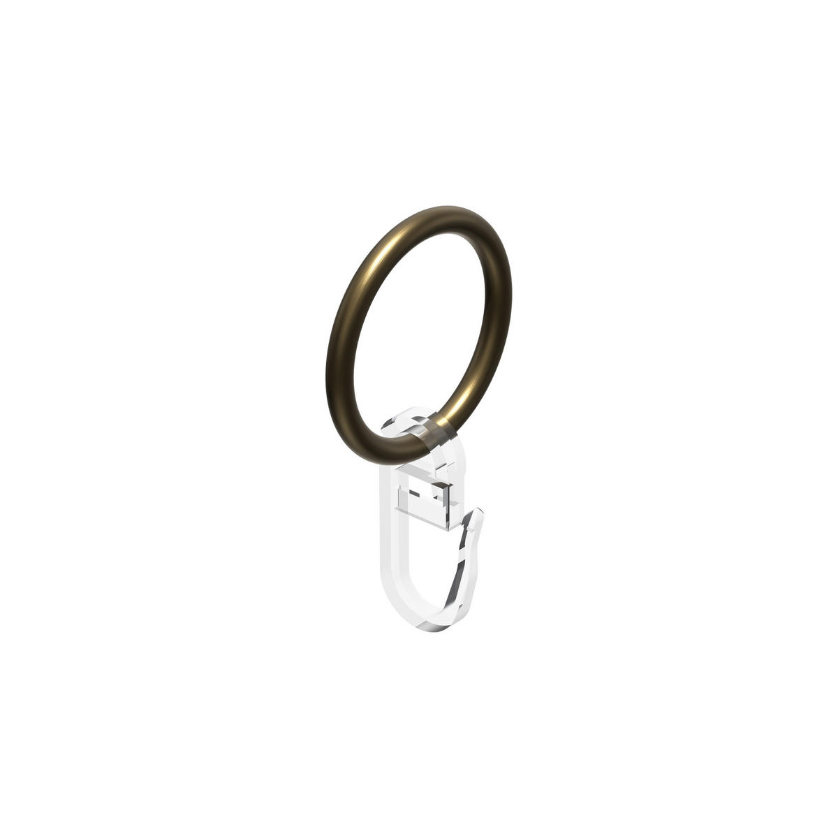 RUNDRINGE MIT FALTENHAKEN FÜR GARDINENSTANGEN 16 mm Ø, Messing Antik, Packung 10 Stück - Bronzefarben, Metall (16cm) - INTERDECO