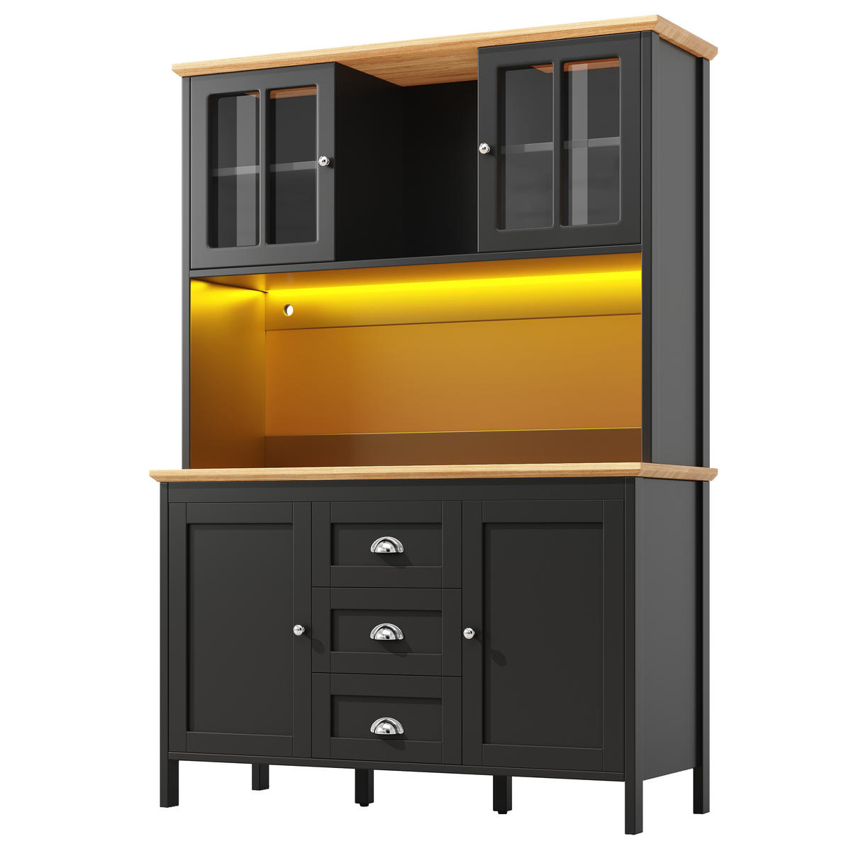 BUFFET Schwarz 120/40/179 cm - Schwarz, Holz (120/179/40cm) - PANGIVO