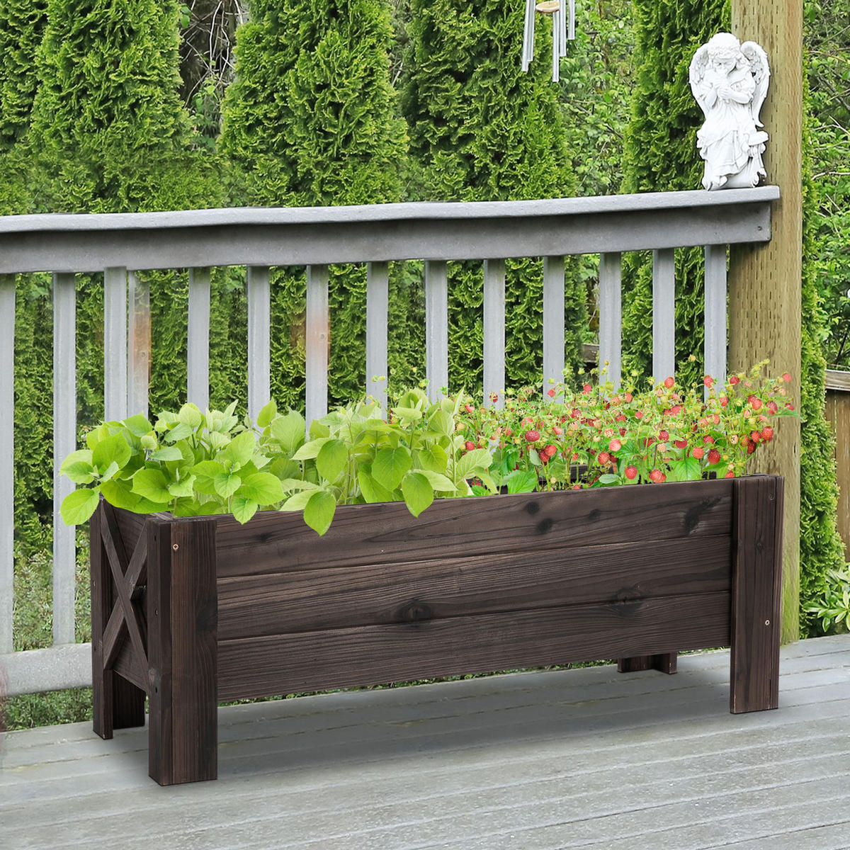 HOCHBEET DE-12101 100/36/36 cm mit Bewässerungseinsätzen Natur - Braun, Holzwerkstoff (100/36/36cm) - ComfortXL