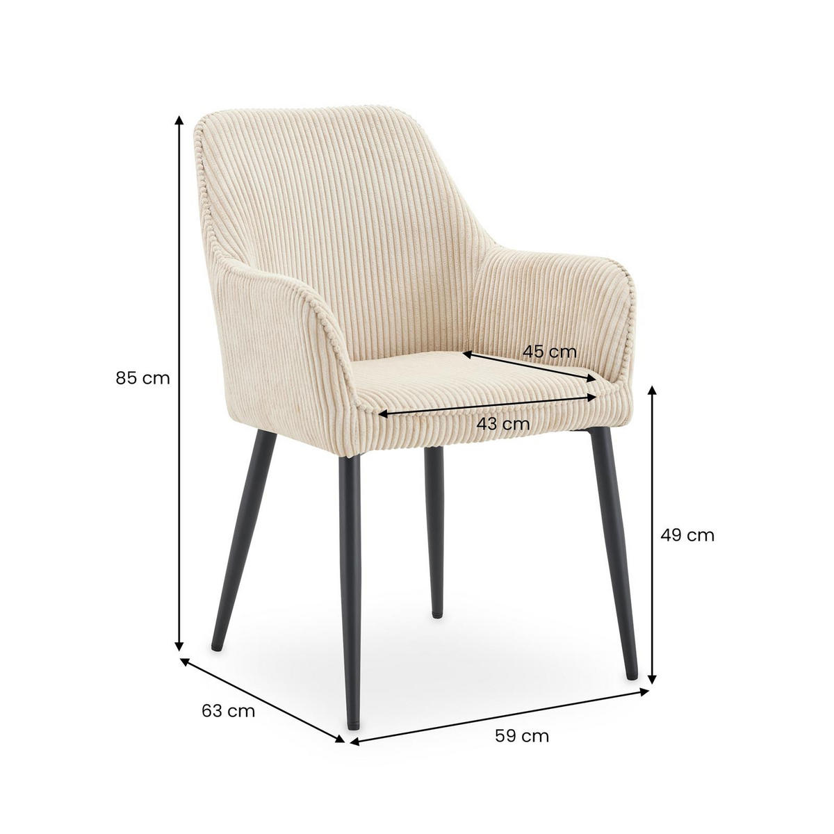 ESSZIMMERSTÜHLE VERONA 2er-Set beige - Beige, Textil (59/85/63cm) - IDIMEX