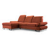 ECKSCHLAFSOFA Karo mit verstellbaren Kopfstützen Ziegelrot links - Schwarz/Dunkelrot, Textil/Metall (265/156cm) - Beautysofa