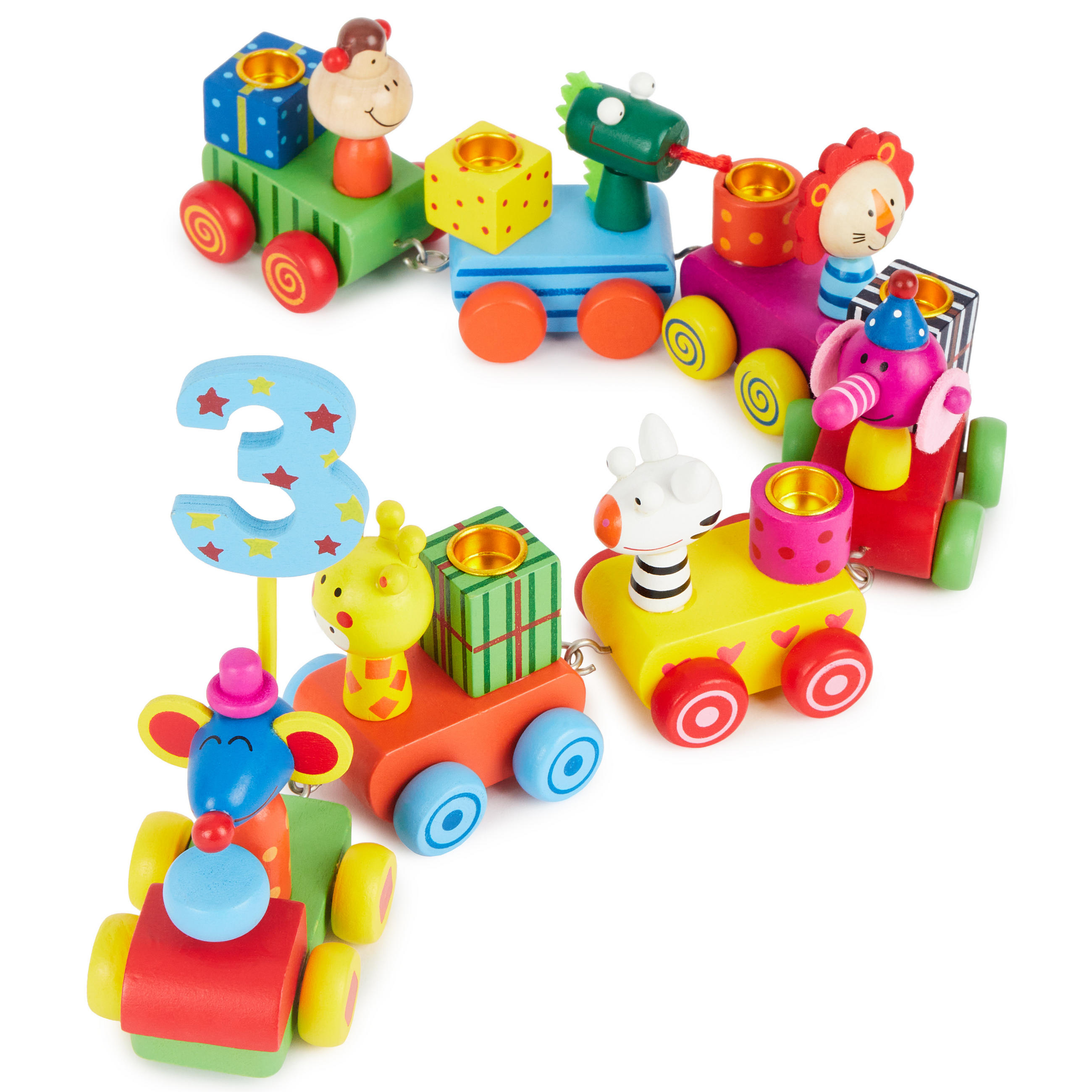 GEBURTSTAGSZUG Holz Safari mit Zahlen 0- - Multicolor, Holz (5/48cm) - Bieco Spielwaren