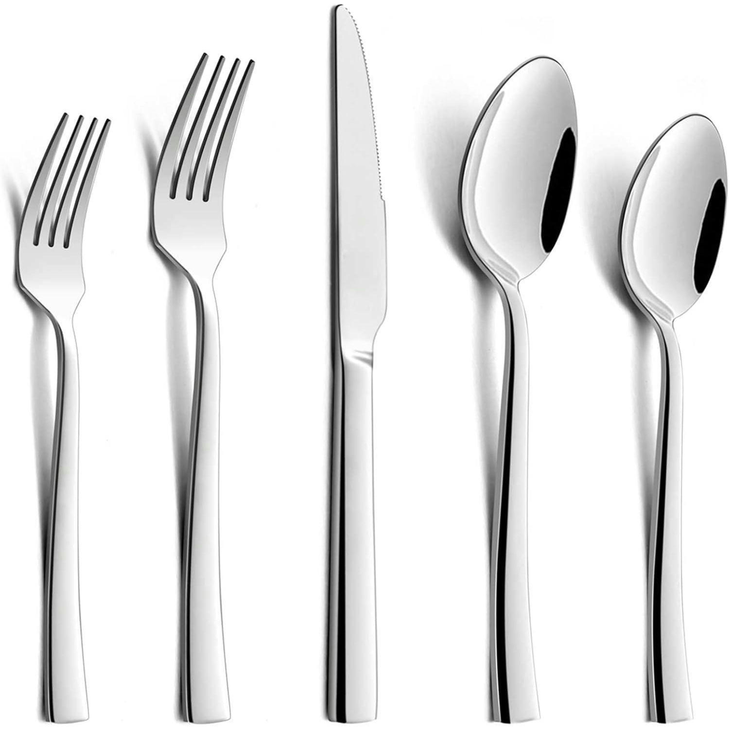BESTECKSET 30-teilig für 6 Personen Edelstahl Hochglanzpoliert Spülmaschinenfest - Silberfarben, Metall