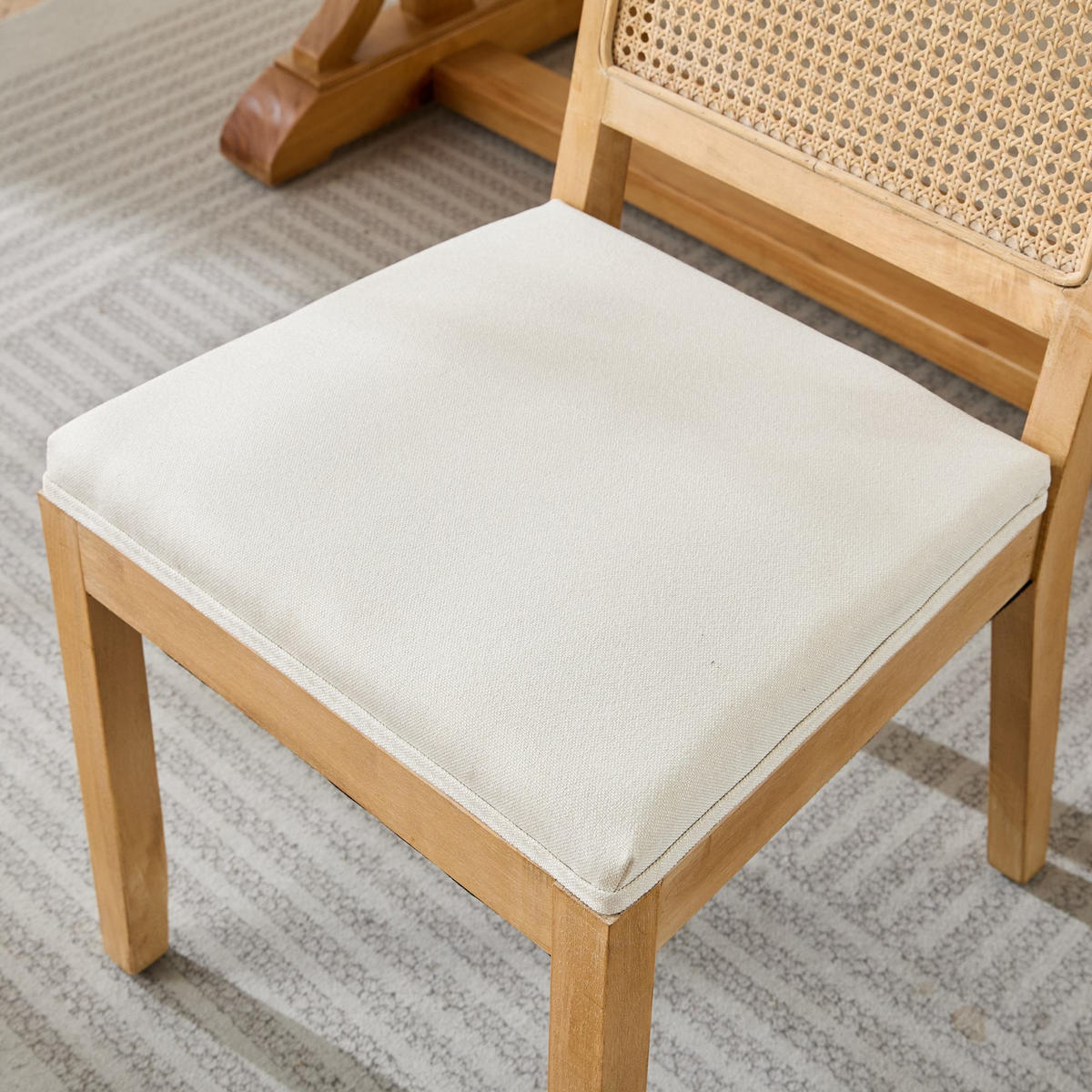 STUHL-SET DE-36363 2 Stück mit Rattan-Rückenlehne Beige - Beige, Holz (48/86.5/56cm) - ComfortXL