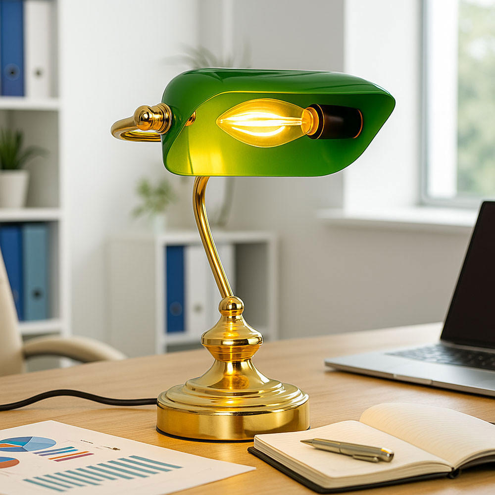 Thumbnail - Globo Lighting Led, Grün, Metall, G, 16.5x24x19 cm, Lampen & Leuchten, Innenbeleuchtung, Tischlampen, Schreibtischlampen