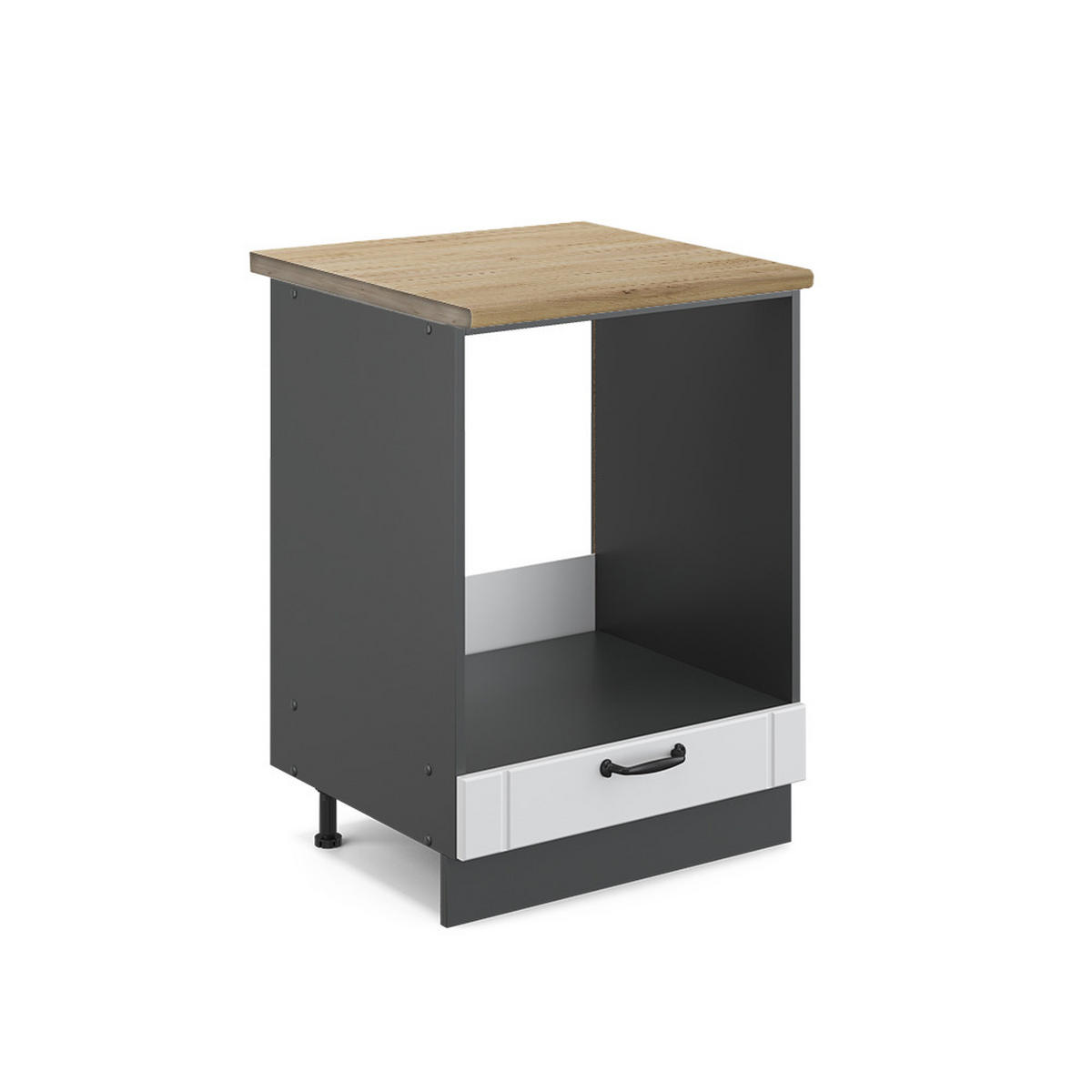 HERDUMBAUSCHRANK Fame-Line Weiß Landhaus 60 cm, AP Eiche - Anthrazit/Creme, Holzwerkstoff (60/82/60cm) - Vicco